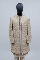 brown embroidery sherwani