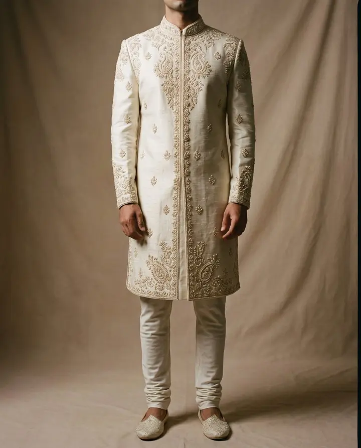 Ivory Pearl Sherwani — Wedding Sherwanis by Sohana Choice