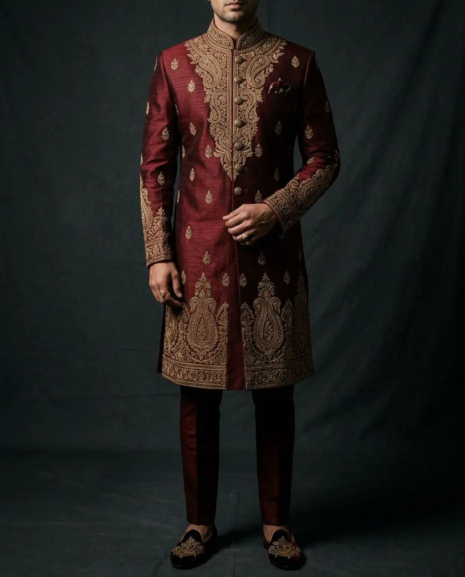 Maroon Heritage Sherwani