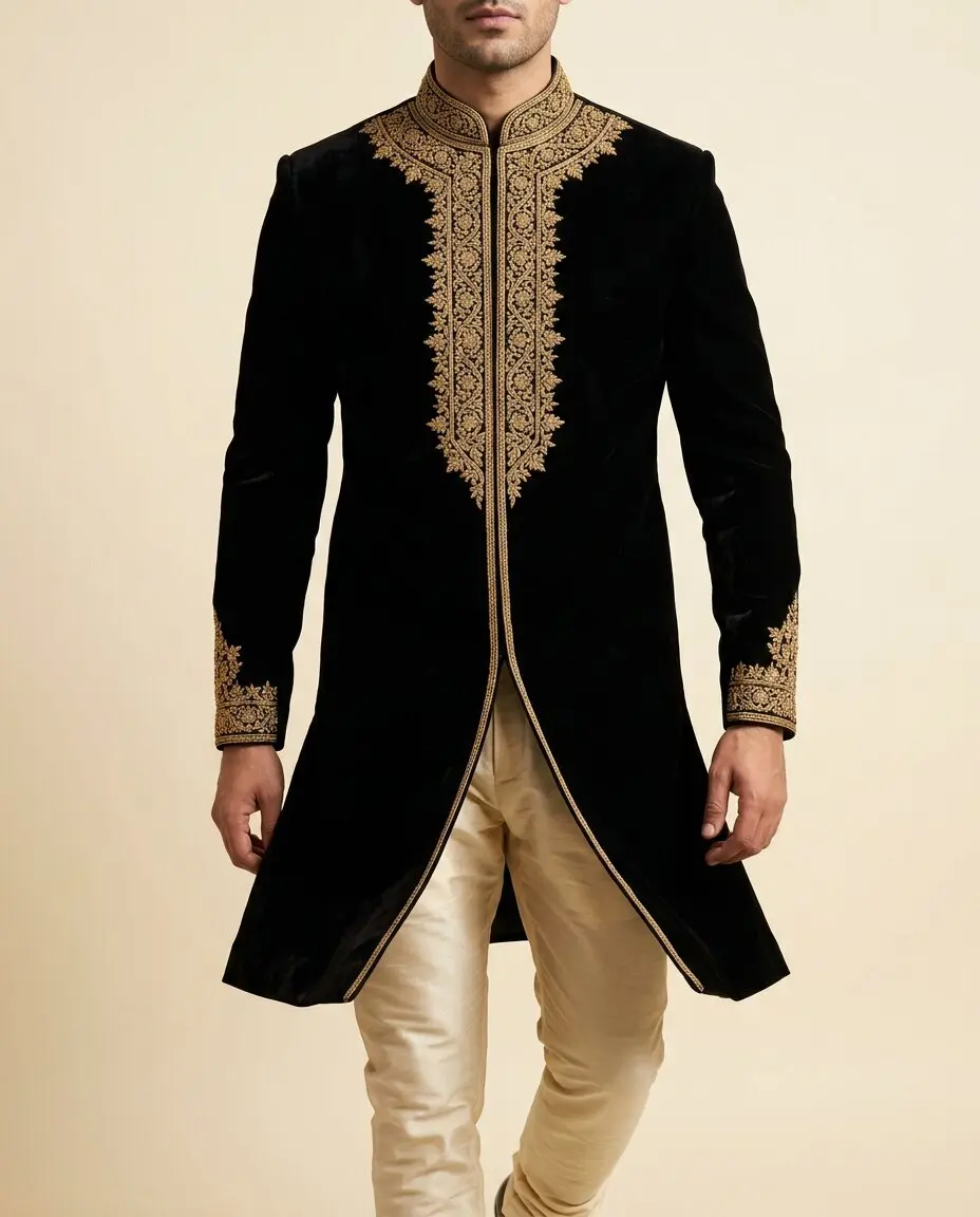 Royal Black Sherwani
