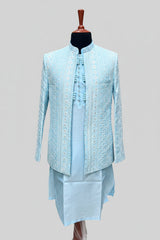 sky blue suit
